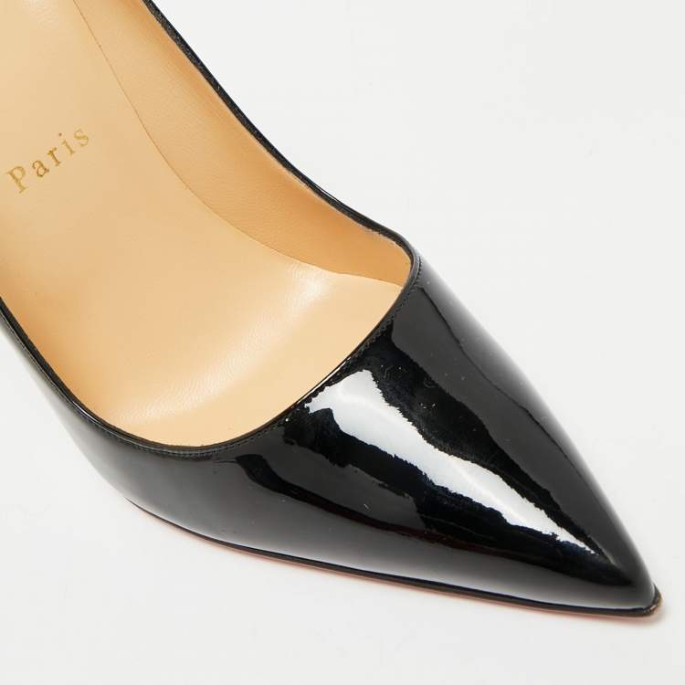 Pre Owned Christian Louboutin Black Patent Leather  So Kate Pumps Size 39.5