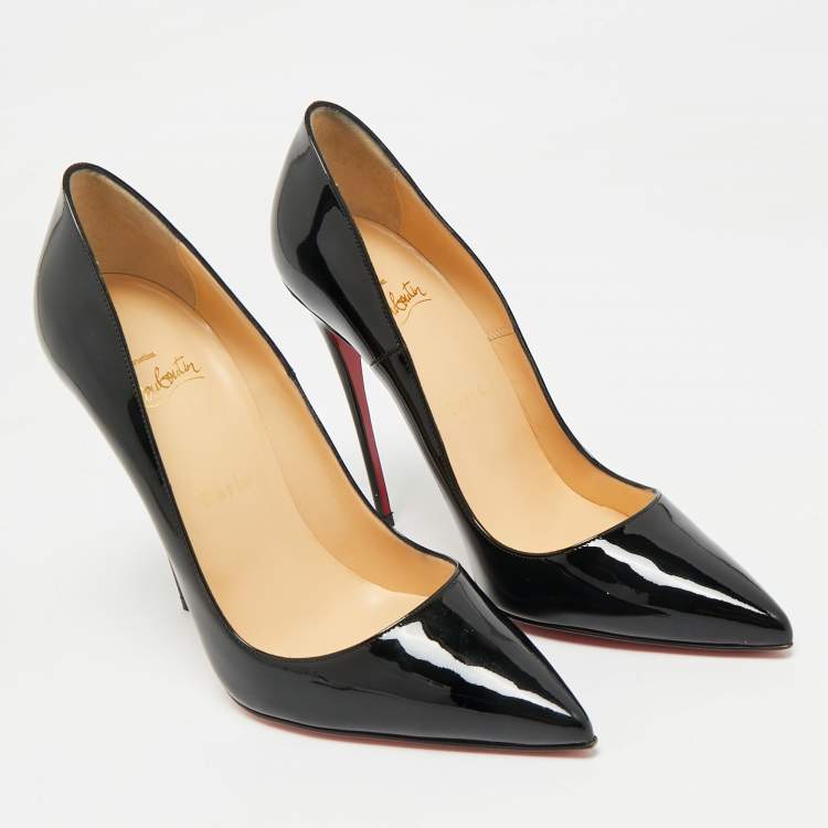 Pre Owned Christian Louboutin Black Patent Leather  So Kate Pumps Size 39.5