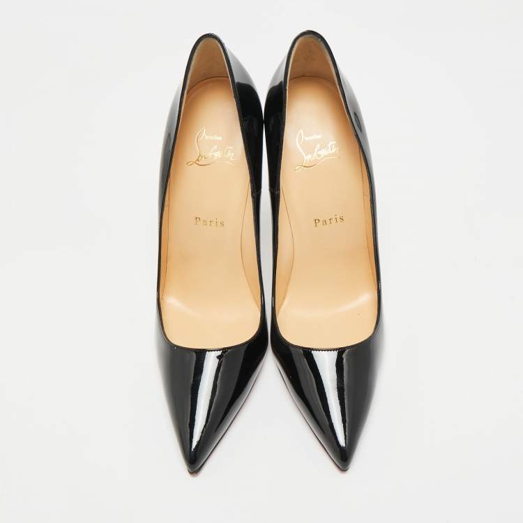 Pre Owned Christian Louboutin Black Patent Leather  So Kate Pumps Size 39.5
