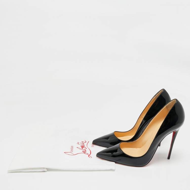 Pre Owned Christian Louboutin Black Patent Leather  So Kate Pumps Size 39.5