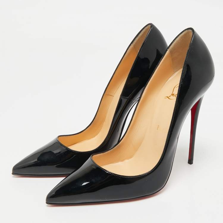 Pre Owned Christian Louboutin Black Patent Leather  So Kate Pumps Size 39.5