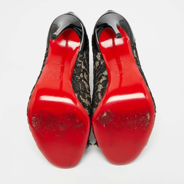 Pre Owned Christian Louboutin Multicolor Mesh and Lace Juliettra Ankle Boots Size 37