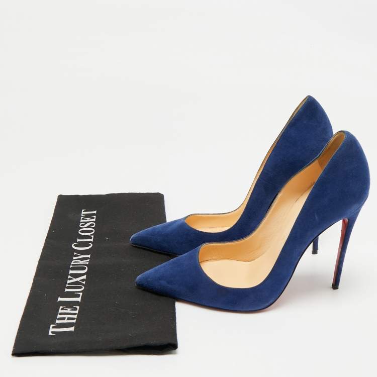 Pre Owned Christian Louboutin Blue Suede So Kate Pumps Size 38