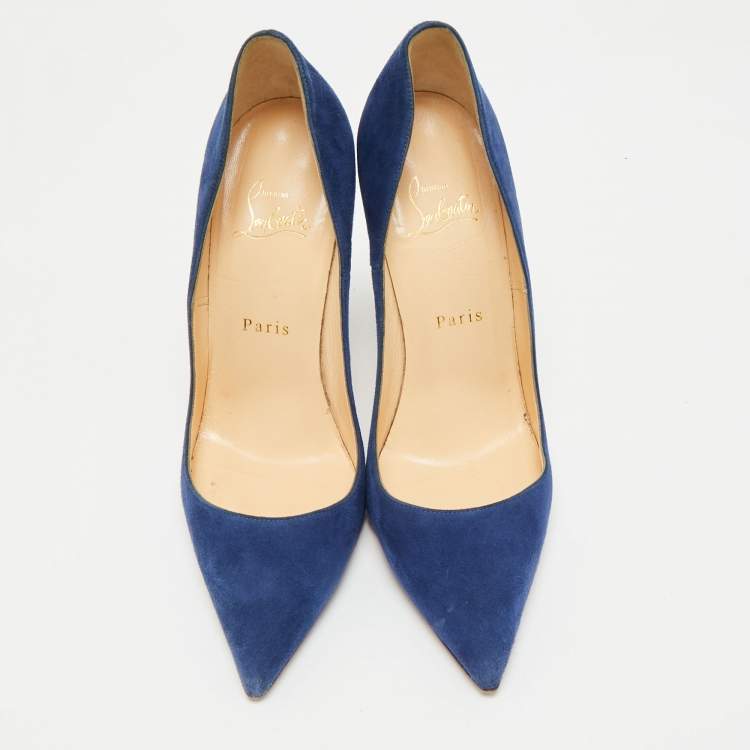 Pre Owned Christian Louboutin Blue Suede So Kate Pumps Size 38