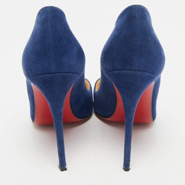 Pre Owned Christian Louboutin Blue Suede So Kate Pumps Size 38