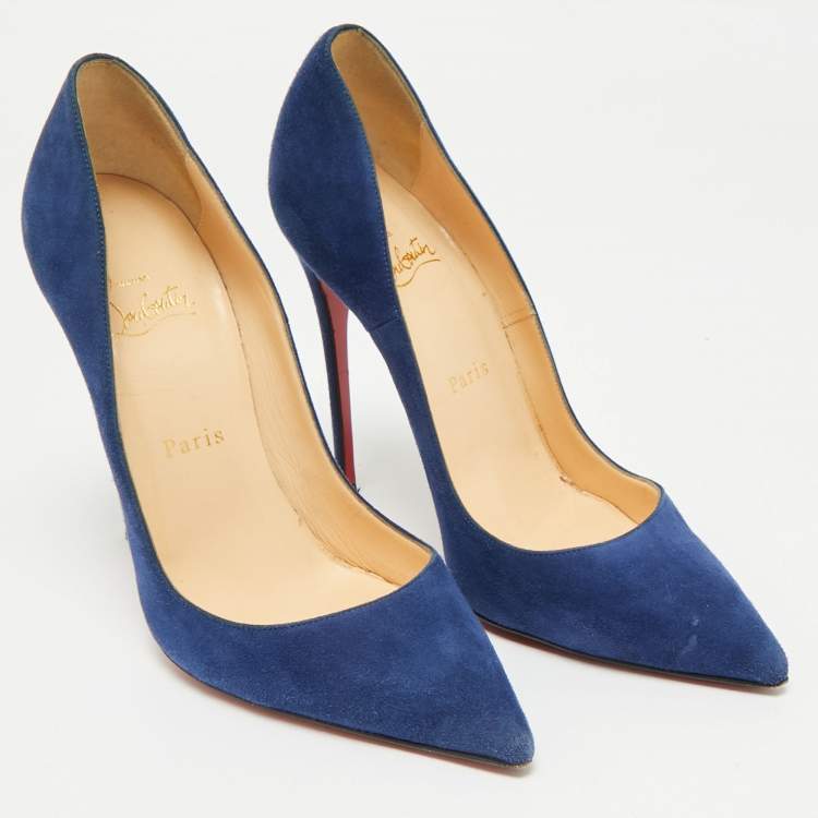Pre Owned Christian Louboutin Blue Suede So Kate Pumps Size 38