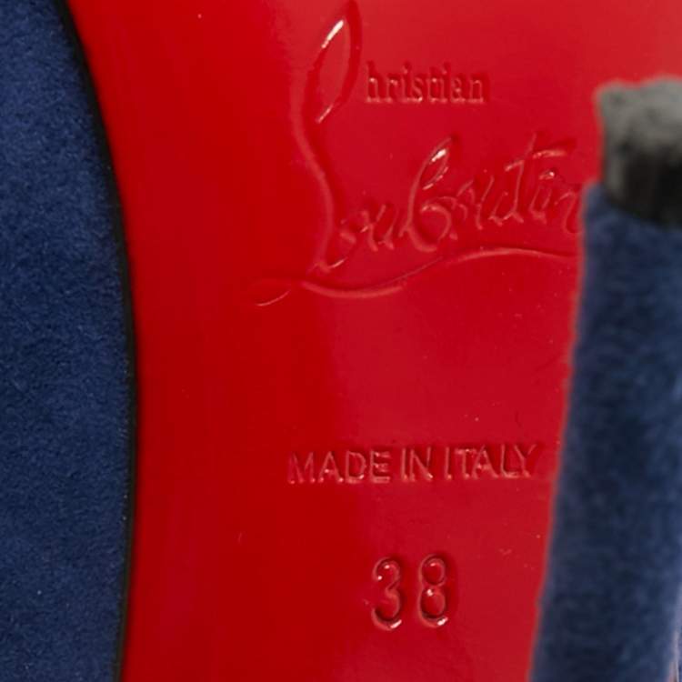 Pre Owned Christian Louboutin Blue Suede So Kate Pumps Size 38