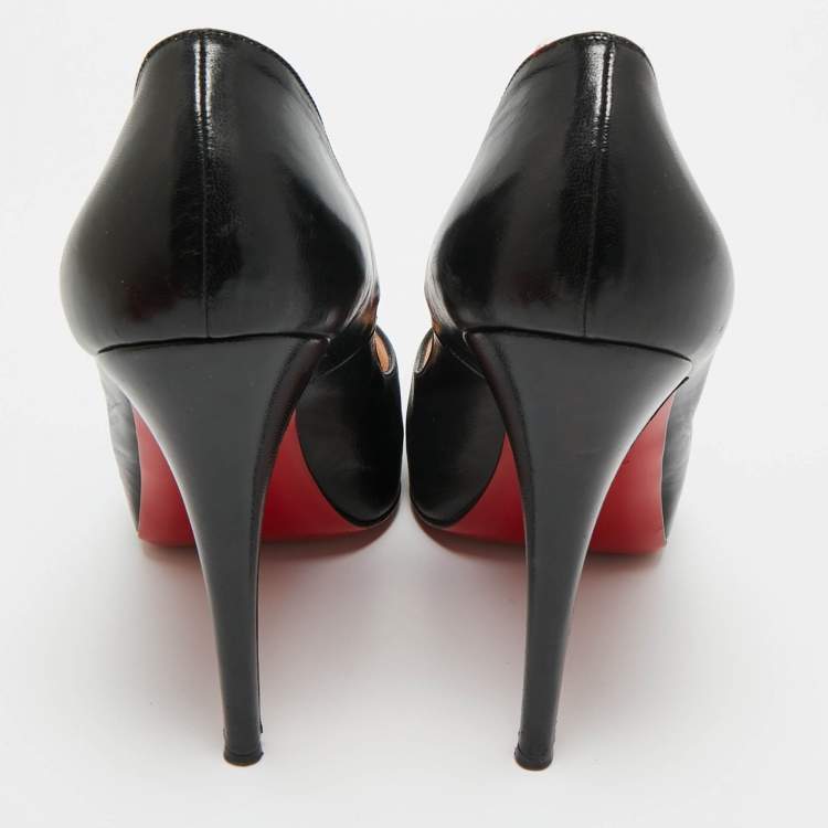Pre Owned Christian Louboutin Black Leather Very Prive Peep Toe Pumps Size 42