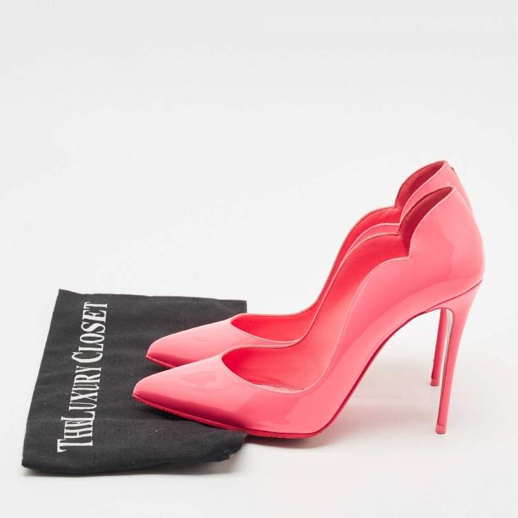 Pre Owned Christian Louboutin Pink Patent Leather Hot Chick Pumps Size 37.5