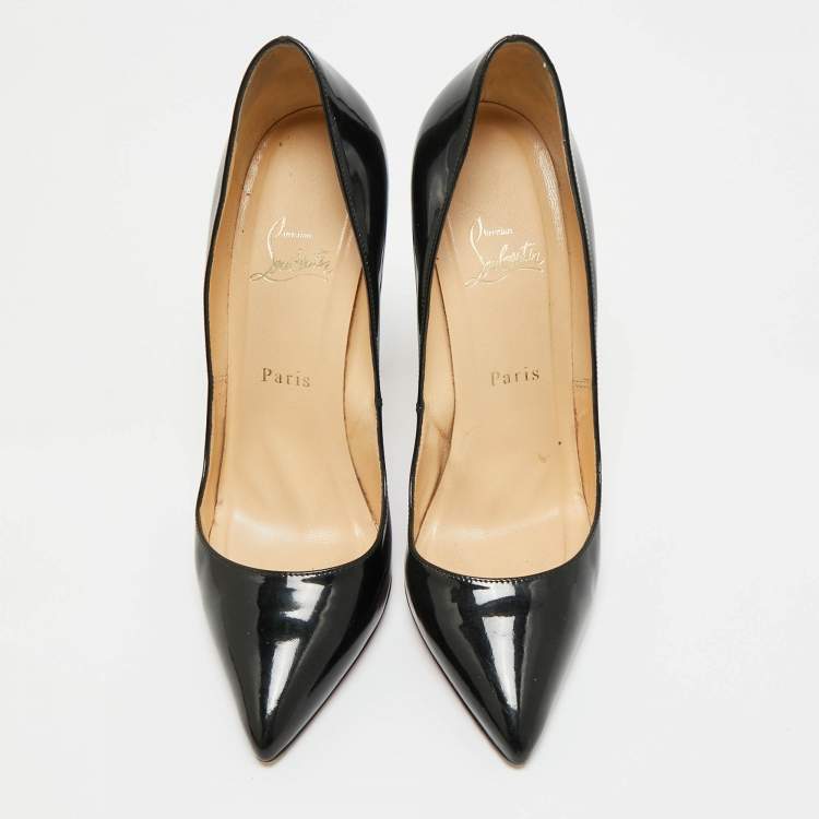 Pre Owned Christian Louboutin Black Patent Leather  So Kate Pumps Size 38.5