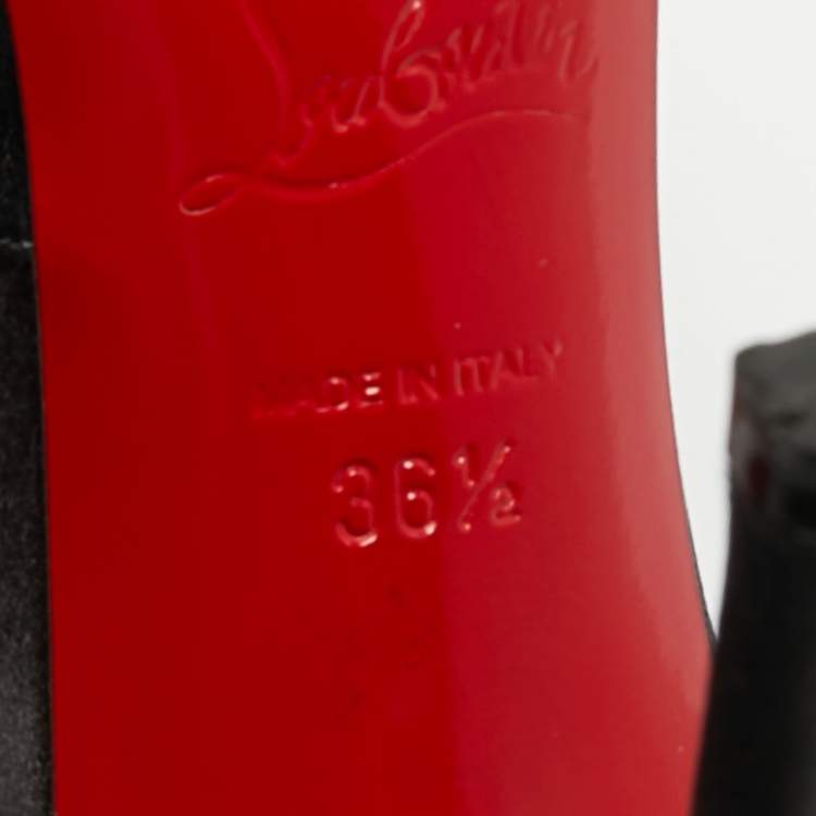 مملوكة مسبقًا Christian Louboutin Black Satin and PVC Krystal Cross Pumps Size 36.5