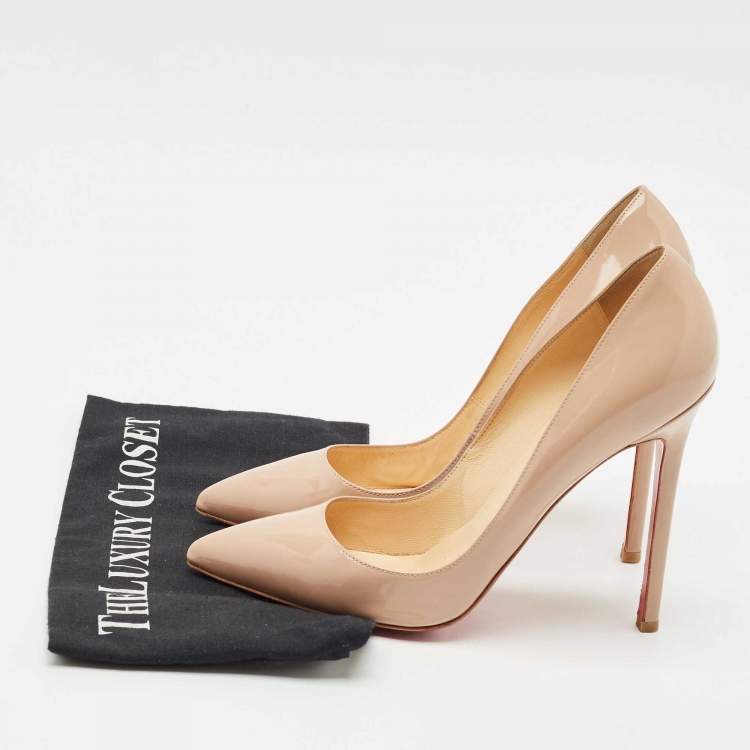 Pre Owned Christian Louboutin Beige Patent Leather So Kate Pumps Size 38.5