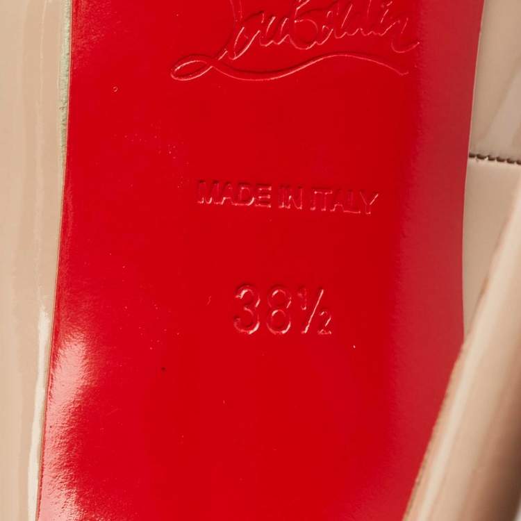 Pre Owned Christian Louboutin Beige Patent Leather So Kate Pumps Size 38.5