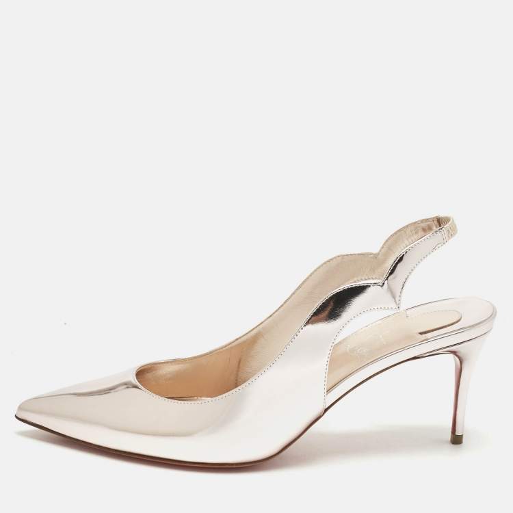 Pre Owned Christian Louboutin Metallic Rose Pink Leather Hot Chick Slingback Pumps Size 39