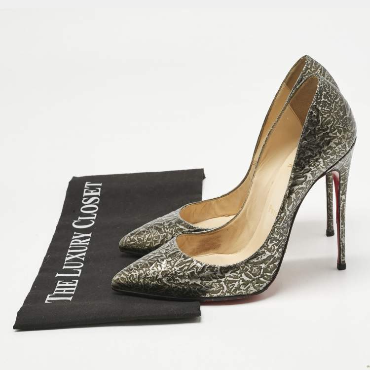 Pre Owned Christian Louboutin Brown Texture Leather Pigalle Follies Pumps Size 38