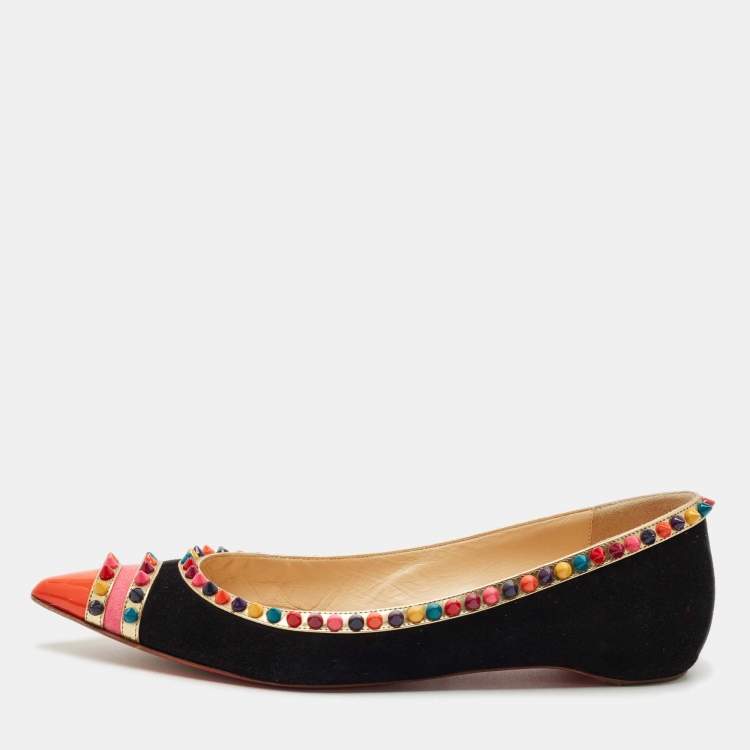 Pre Owned Christian Louboutin Black Suede Malabar Hill Flats Size 40
