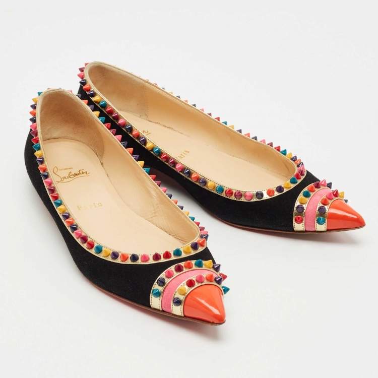 Pre Owned Christian Louboutin Black Suede Malabar Hill Flats Size 40