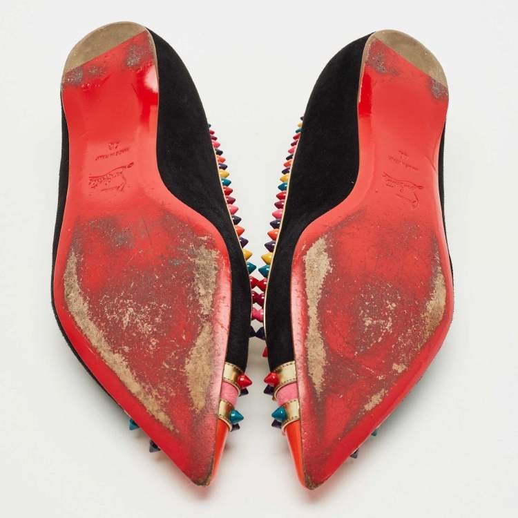 Pre Owned Christian Louboutin Black Suede Malabar Hill Flats Size 40