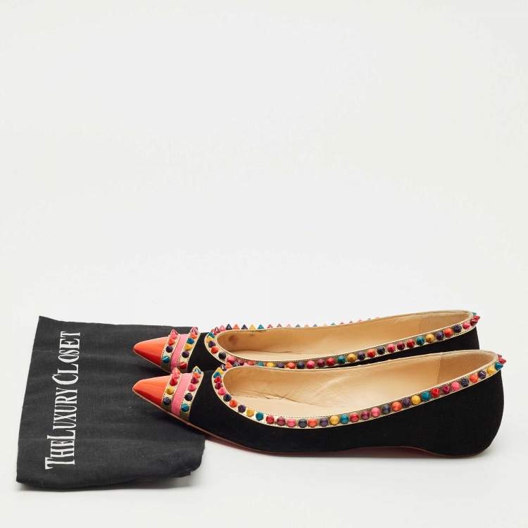 Pre Owned Christian Louboutin Black Suede Malabar Hill Flats Size 40
