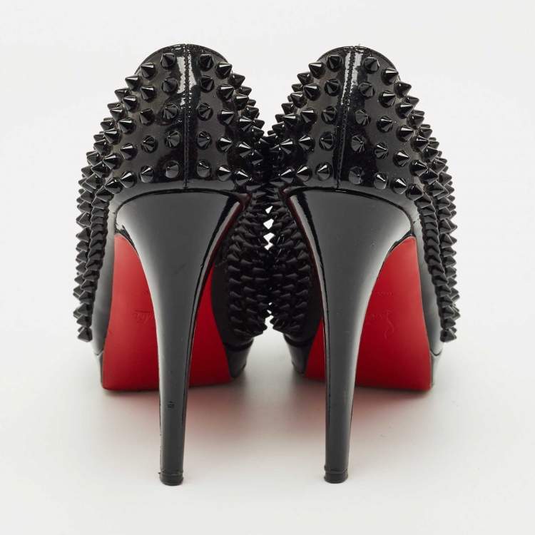 Pre Owned Christian Louboutin Black Patent Leather Alti Spikes  Pumps Size 36