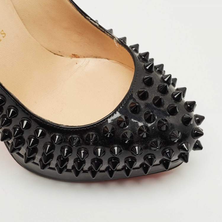 Pre Owned Christian Louboutin Black Patent Leather Alti Spikes  Pumps Size 36