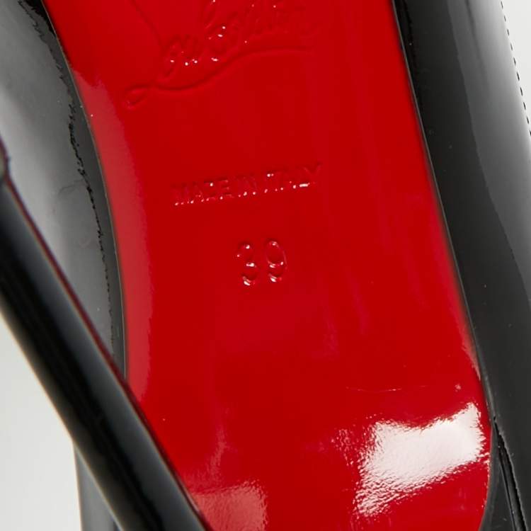Pre Owned Christian Louboutin Black Patent Leather Decollete 554 Pumps Size 39
