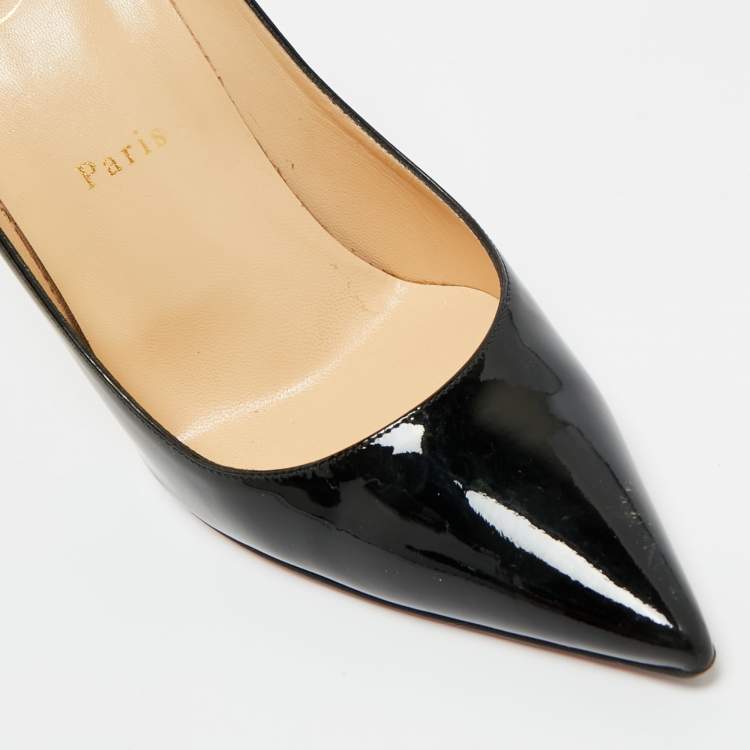 Pre Owned Christian Louboutin Black Patent Leather Decollete 554 Pumps Size 39
