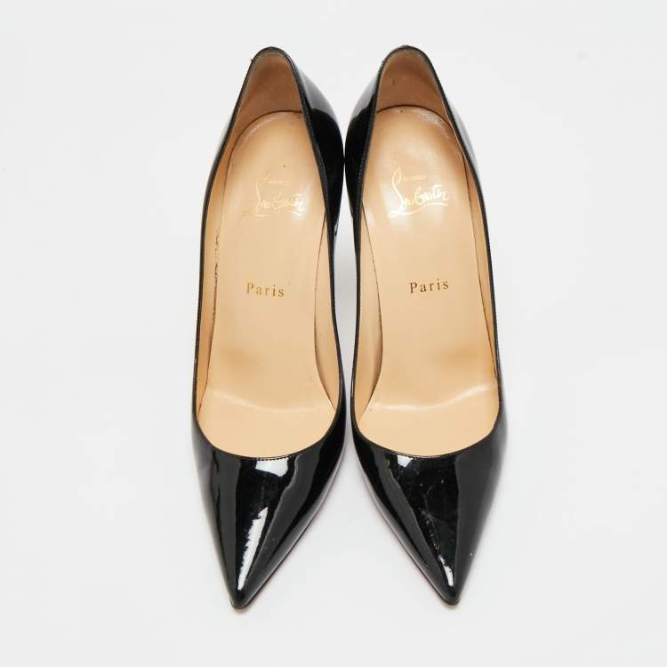 Pre Owned Christian Louboutin Black Patent Leather Decollete 554 Pumps Size 39