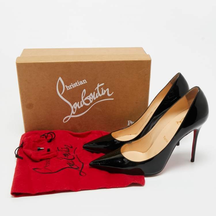 Pre Owned Christian Louboutin Black Patent Leather Decollete 554 Pumps Size 39