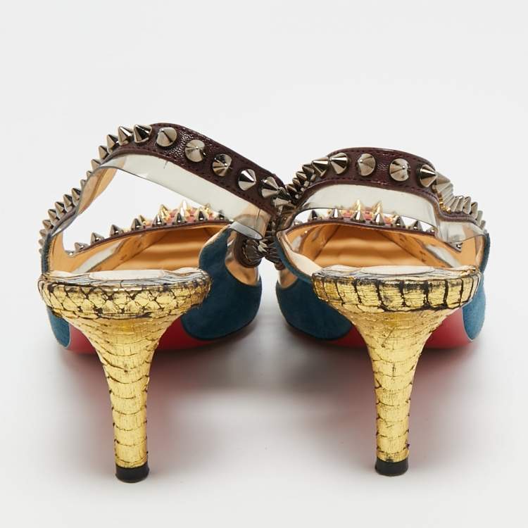 Pre Owned Christian Louboutin Multicolor PVC and Python Embossed Leather Paulina Pumps Size 36