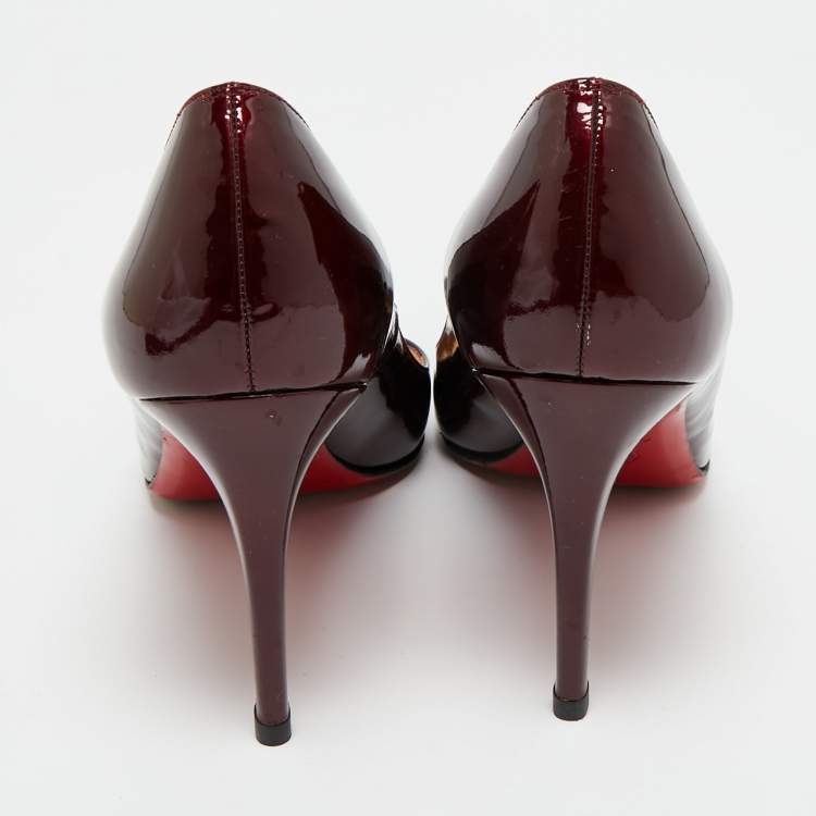 Pre Owned Christian Louboutin Burgundy Patent Leather New Simple Pumps Size 41