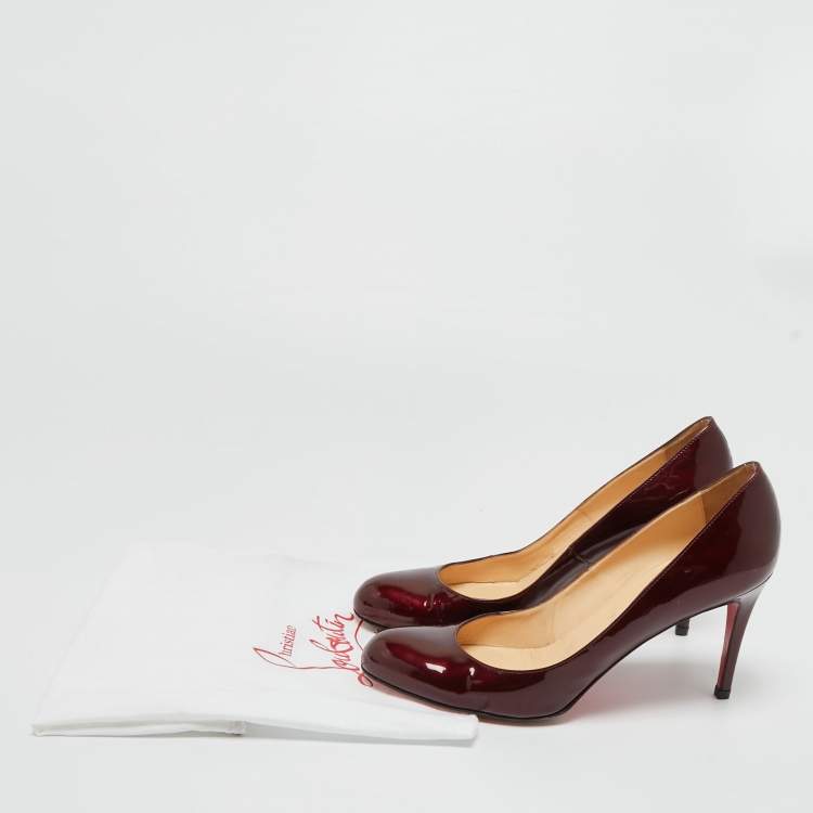 Pre Owned Christian Louboutin Burgundy Patent Leather New Simple Pumps Size 41