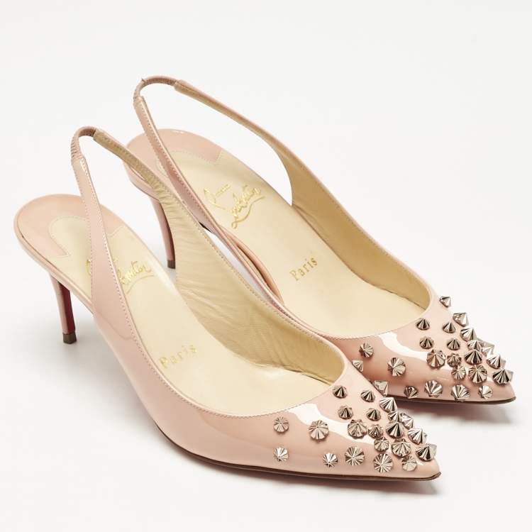 Pre Owned Christian Louboutin Pink Patent Leather Drama Slingback Pumps Size 36