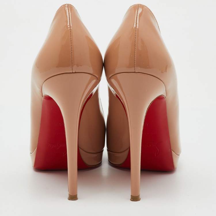 Pre Owned Christian Louboutin Beige Patent Leather New Simple Pumps Size 39