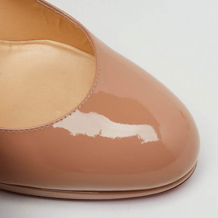 Pre Owned Christian Louboutin Beige Patent Leather New Simple Pumps Size 39