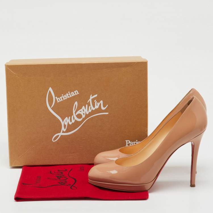 Pre Owned Christian Louboutin Beige Patent Leather New Simple Pumps Size 39