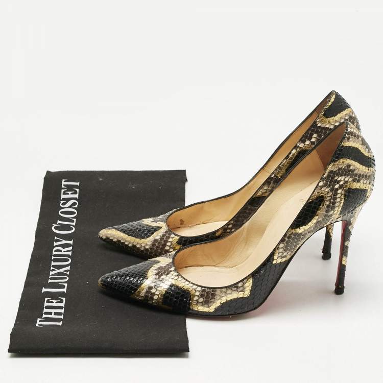 Pre Owned Christian Louboutin Multicolor Python Leather Pigalle Follies Pumps Size 38.5