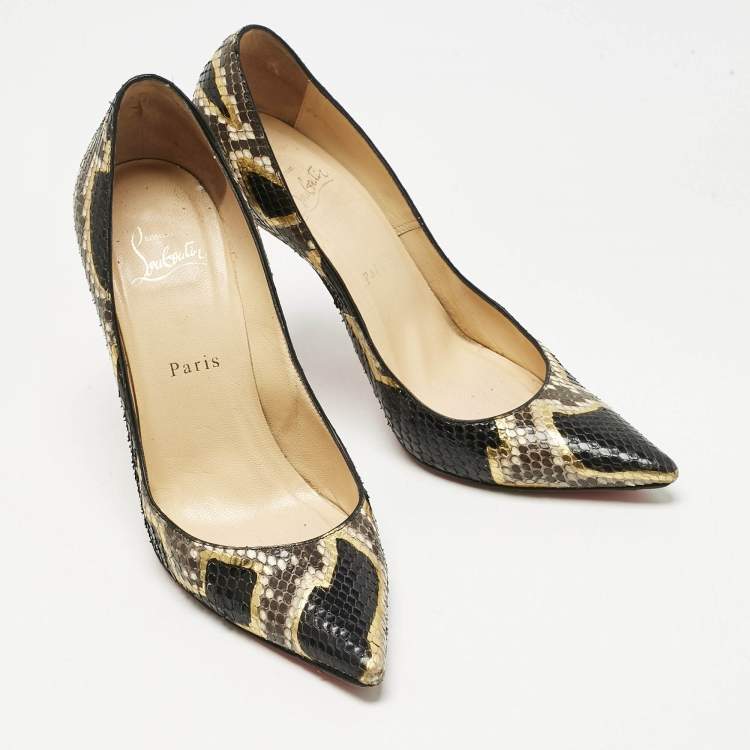Pre Owned Christian Louboutin Multicolor Python Leather Pigalle Follies Pumps Size 38.5