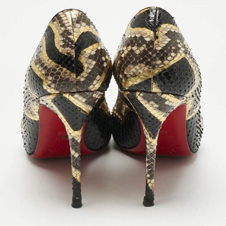 Pre Owned Christian Louboutin Multicolor Python Leather Pigalle Follies Pumps Size 38.5