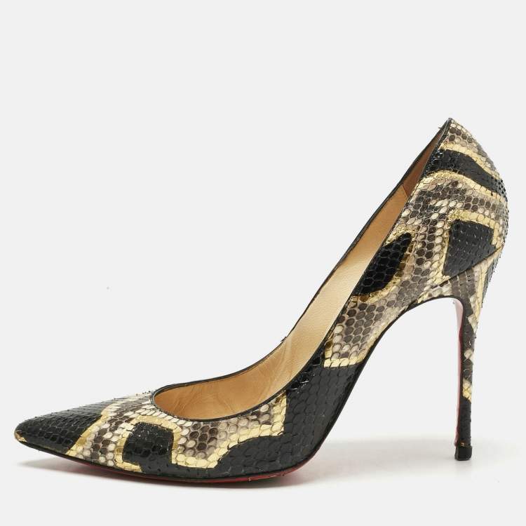 Pre Owned Christian Louboutin Multicolor Python Leather Pigalle Follies Pumps Size 38.5
