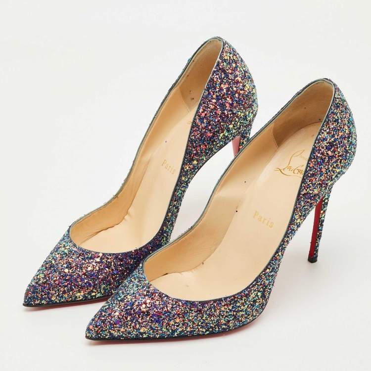 Pre Owned Christian Louboutin Multicolor Glitter So Kate Pumps Size 39