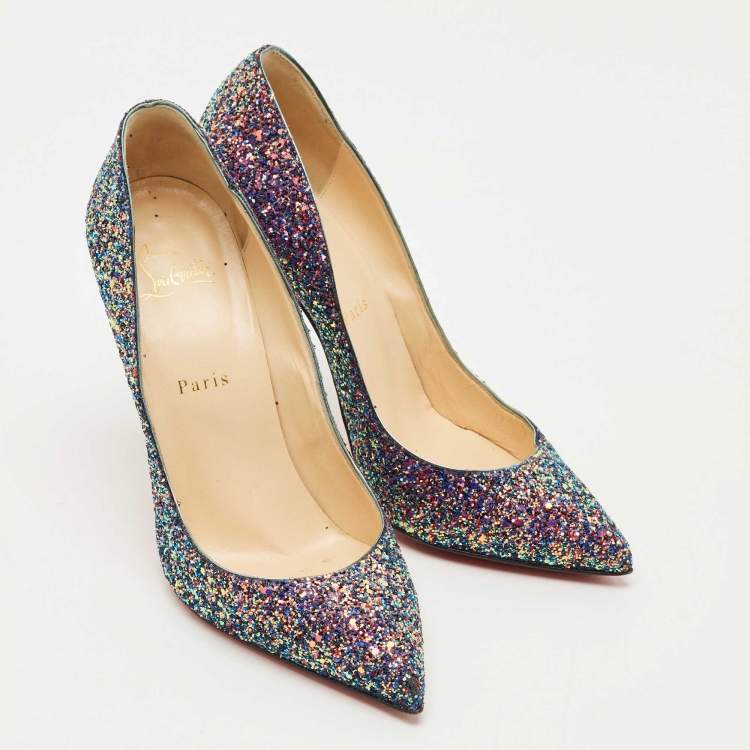 Pre Owned Christian Louboutin Multicolor Glitter So Kate Pumps Size 39