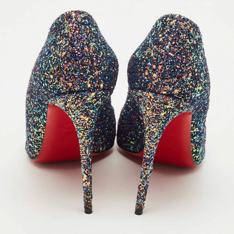 Pre Owned Christian Louboutin Multicolor Glitter So Kate Pumps Size 39