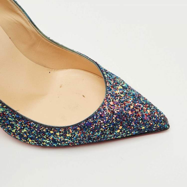 Pre Owned Christian Louboutin Multicolor Glitter So Kate Pumps Size 39