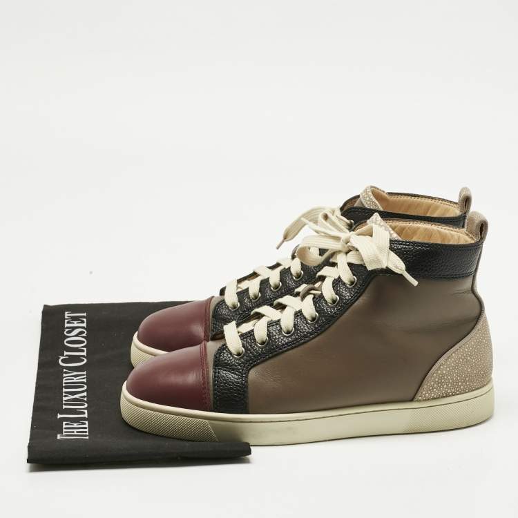 Pre Owned Christian Louboutin Multicolor Leather Fun Louis Junior High Top Sneakers Size 39