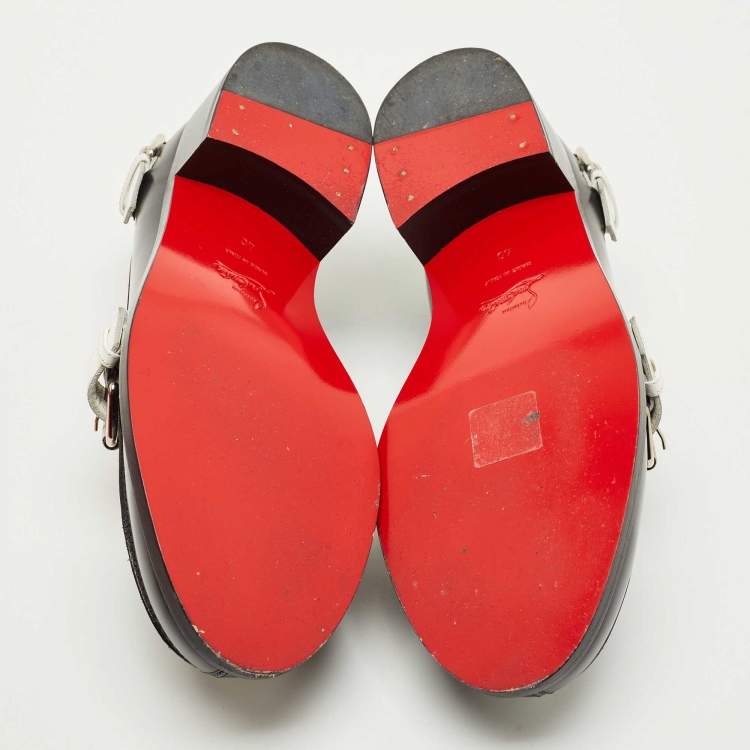 Pre Owned Christian Louboutin Black/White Leather Monmoc Loafers Size 40