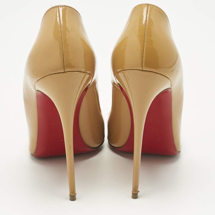 Pre Owned Christian Louboutin Beige Patent Leather So Kate Pumps Size 42