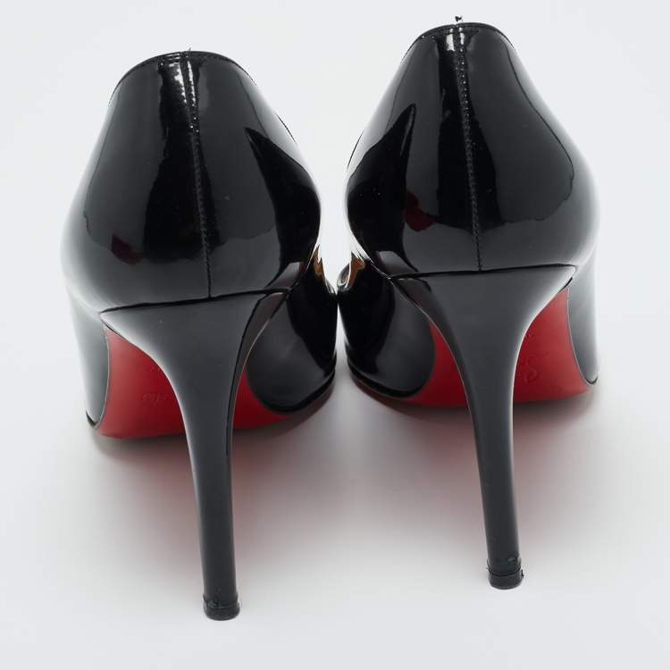 Pre Owned Christian Louboutin Black Patent Leather Pigalle Pumps Size 38.5