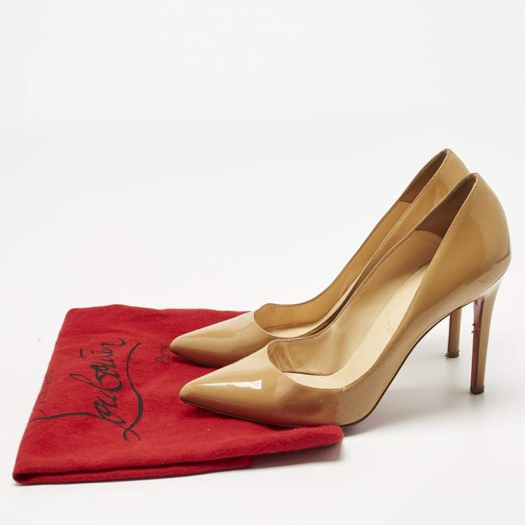Pre Owned Christian Louboutin Beige Patent Leather Pigalle Pumps Size 39