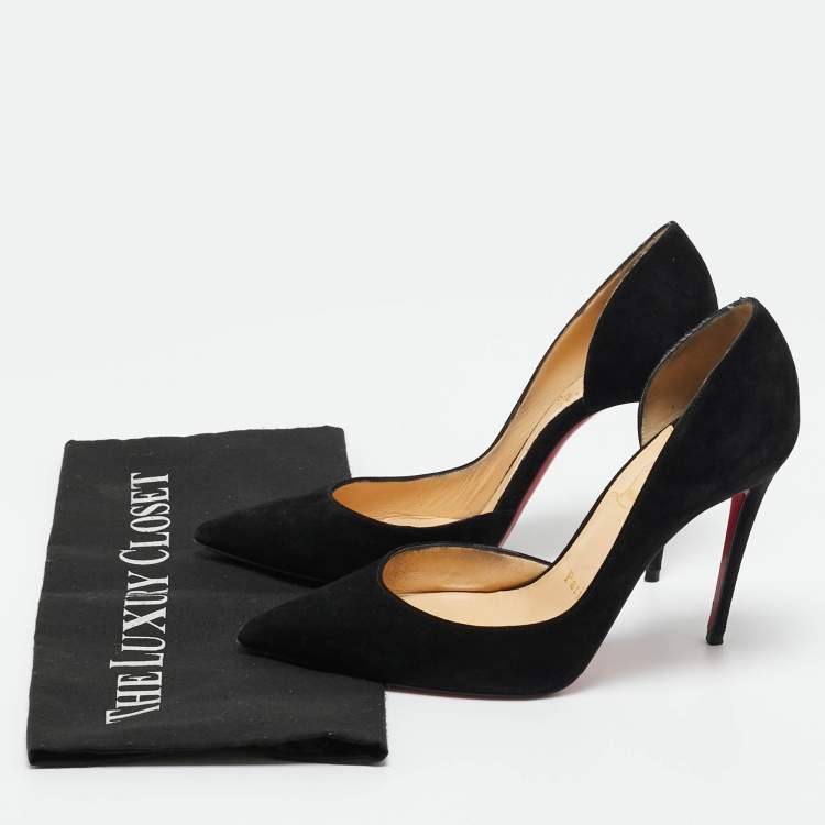 Pre Owned Christian Louboutin Black Suede Iriza D'orsay Pointed Toe Pumps Size 36.5
